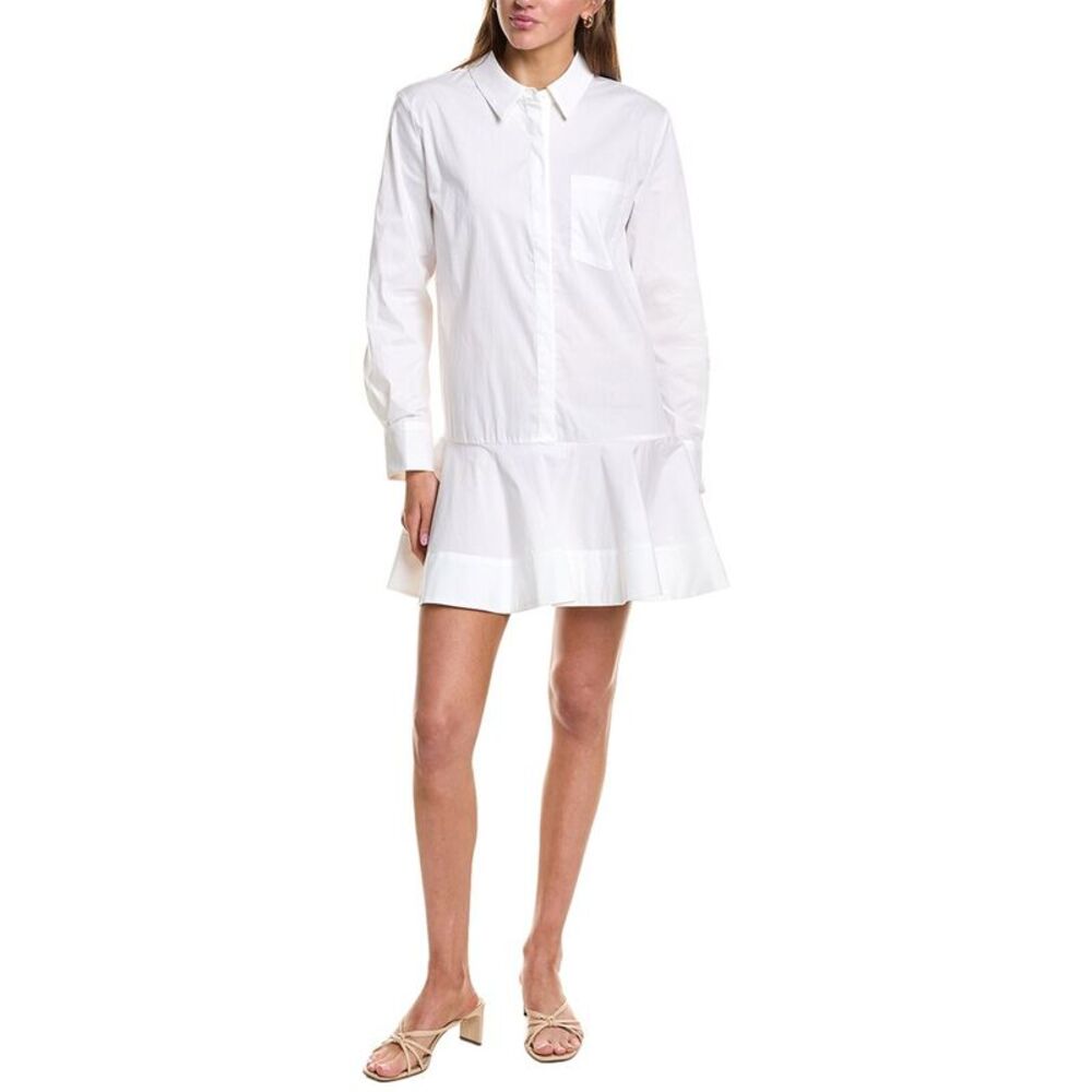 English Factory Womens Collared Flare Skirt Dress, White